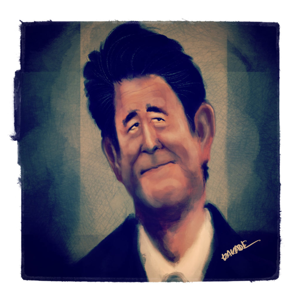 Shinzo Abe, a caricature by Vijaykumar Kakade