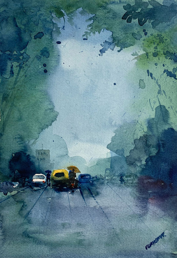 After Rain, a watercolor painting by Vijaykumar Kakade.